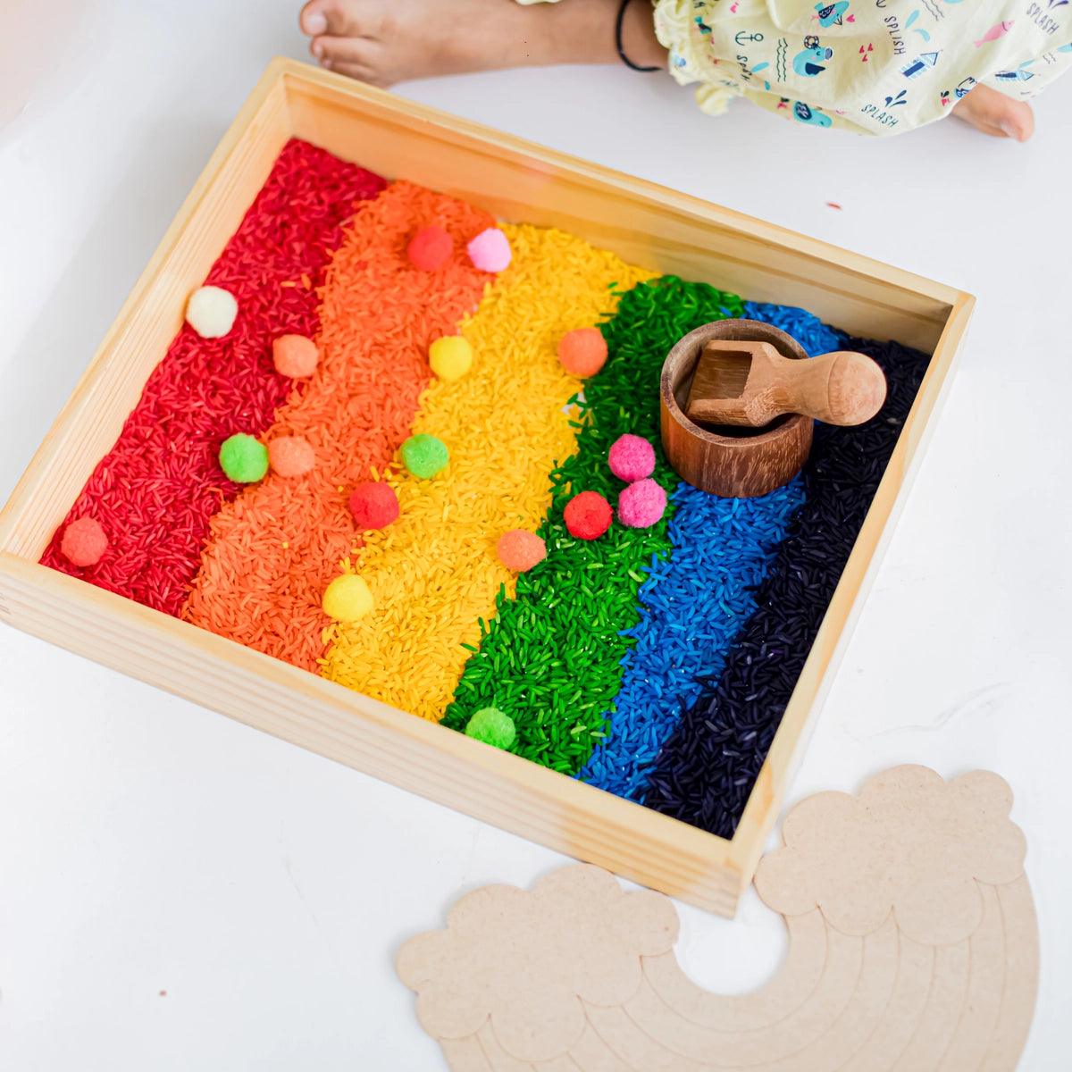 Rainbow Rice Sensory Kit - lakdi ki kathi new