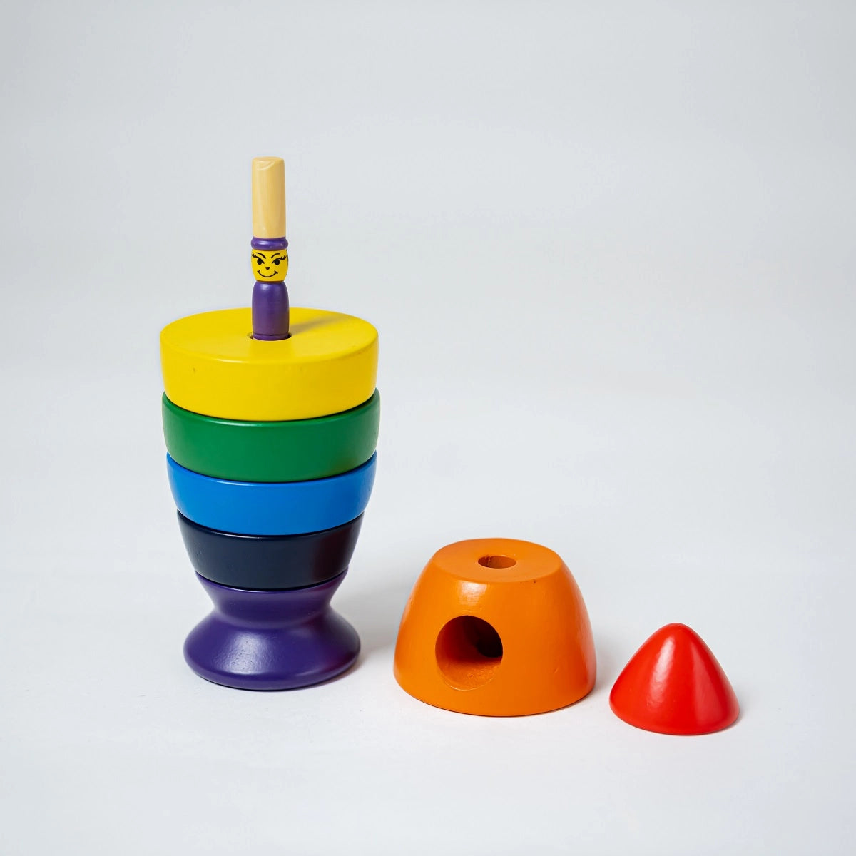 Wooden Rocket Rainbow Stacker