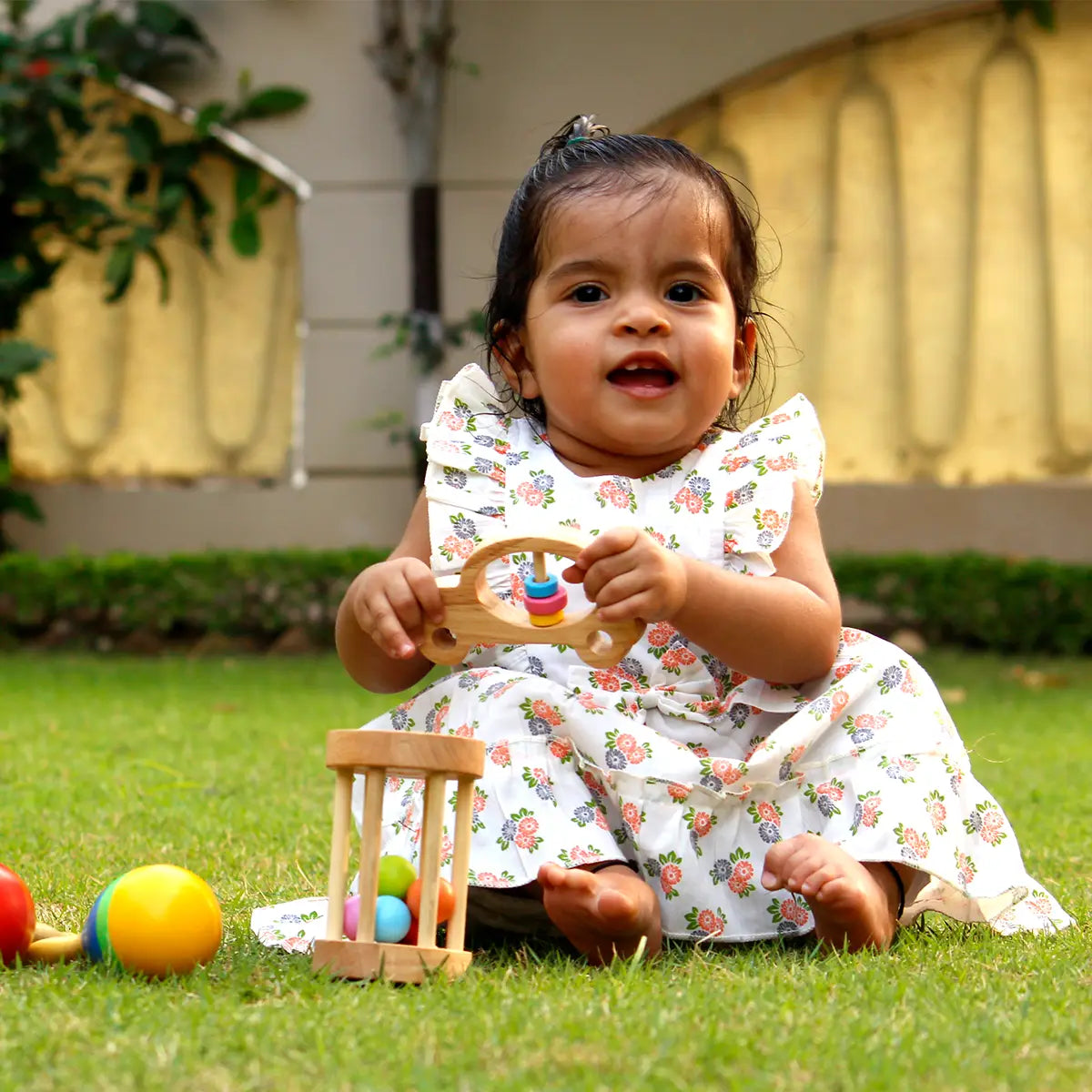 Car Rattle, Apple Teether and Dumbell Rattle