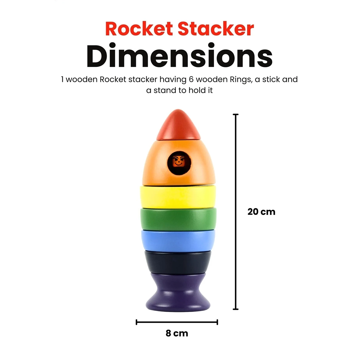 Wooden Rocket Rainbow Stacker